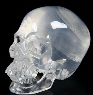 Gemstone 3.  0 " Milky Quartz Carved Crystal Skull,  Realistic,  Healing