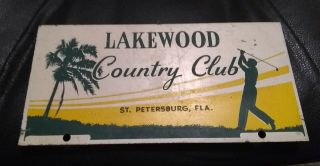 Old 1950s St.  Petersburg Lakewood Country Club Fl Florida Car License Plate