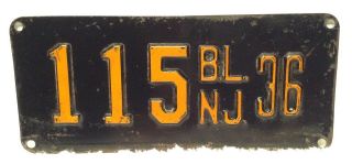 Vintage 1936 Nj Boat License Plate Very Rare
