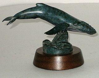 Figurine Whales Of Randy Puckett Bronze Sculpture 1992 Ltd Ed.  3.  5 " T Vtg
