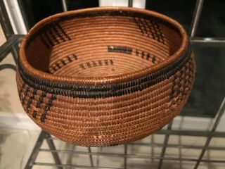 VERY FINE OLD MISSION SOUTHERN CALIFORNIA INDIAN BASKET SUMAC JUNCUS GOOD SIZE 6