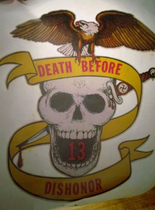 Vtg T - Shirt Iron On Heat Transfer 70s Biker Skull Death Before Dishoner Eagle