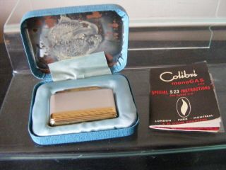 Vintage Colibri Monogas S23 Lighter With Case And Instructions