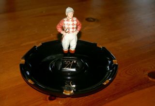 " 21 " Club Jockey Porcelain Ashtray In The Racing Silks Of A.  G.  Vanderbilt -
