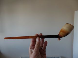 Magnificent Meerschaum With Amber Mouthpiece 12 1/2 Inches Late 1800s
