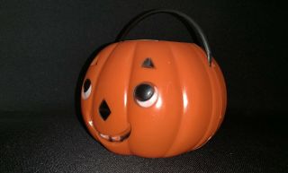 Vintage Halloween Plastic Kokomold? Jack O Lantern Halloween Candy Container 2