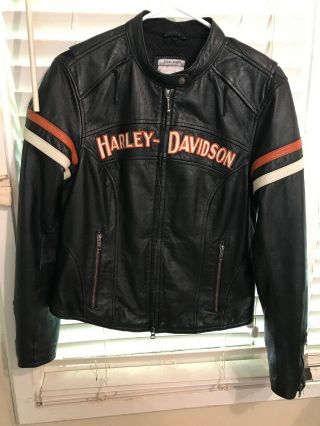 Harley Davidson Women Miss Enthusiast Leather Jacket Hood 98142 - 09vw Med 3 - In - 1