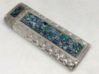 CARTIER Limited Edition Diamond 3 - Sides Opal Inlay Mosaic Etched Lighter Silver 3