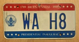 Dc Inaugural Washington Member Of Congress 8th District License Plate " Wa H8 "