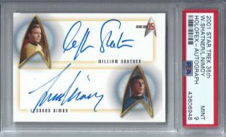 Star Trek William Shatner Leonard Nimoy Dual Autograph Card - Psa 9