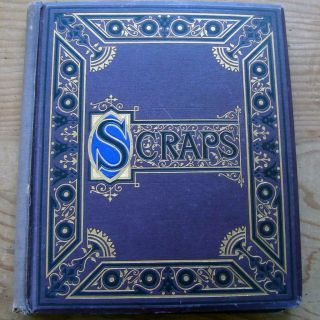 K00 - Victorian Album Antique Scrapbook,  17 Pages 34 Sides Cards Scraps & Prints