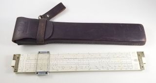 Vintage Post Versalog Hemmi Japan 1460 Slide Rule W/ Leather Case & Belt Loop