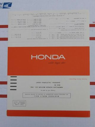 Vintage 1960s Honda Motorcycle Mail - In Card