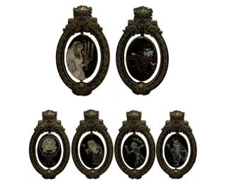 Framed Set Of 6 Pins Bride Hatbox Ghost Haunted Mansion Anniversary 50th Le250