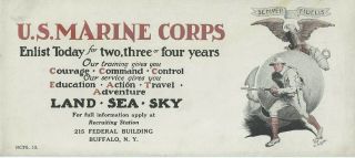 Wwi U S Marine Corps Buffalo York Advertising Recruiting Station Blotter