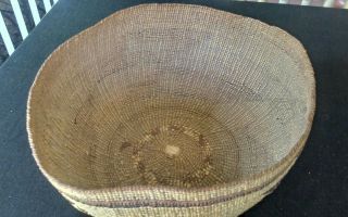 Vintage Native American woven basket/hat (Hupa?) swastika geometric design 10