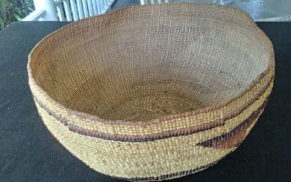Vintage Native American woven basket/hat (Hupa?) swastika geometric design 5
