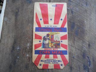 Rare Black Americana Corn Meal Bag 10 Lbs Luverne Alabama Grist Mill Feed Sack