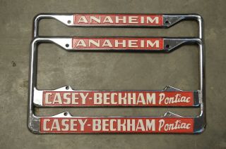 Vintage Casey - Beckham Pontiac Anaheim Ca Dealer License Plate Frames Rare