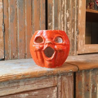 Vintage Paper Mache Jack O Lantern Halloween Pumpkin