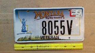 License Plate,  Montana,  Veteran,  National Guard,  8055 V