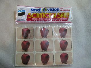 1983 Dieners Scratch Sniff 18 Stickers Fresh Today Bread,  Apple A Day