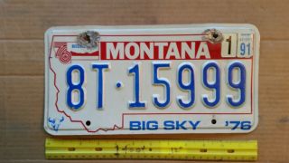 License Plate,  Montana,  1976 Bicentennl,  Triple 9: 8t 15 999