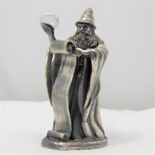 Vintage Roger Gibbons Pewter Book Of Spells Wapw Magic Fantasy Statue Crystal
