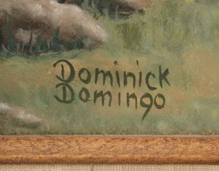 Authentic DOMINICK DOMING Oil Painting American Western Horses Wagons Landscape 5