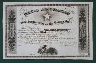 Texas Association Stock Certificate (mercer Colony) - - Republic Of Texas