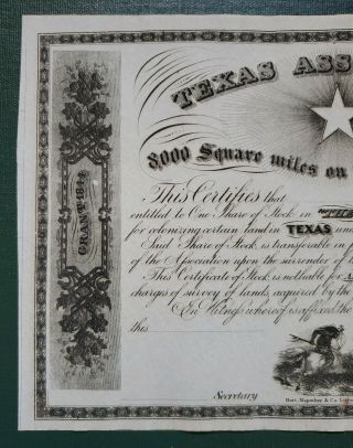 Texas Association Stock Certificate (Mercer Colony) - - Republic of Texas 2
