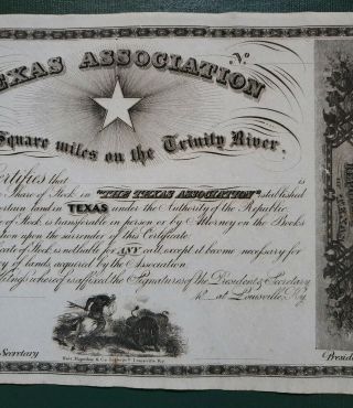 Texas Association Stock Certificate (Mercer Colony) - - Republic of Texas 4