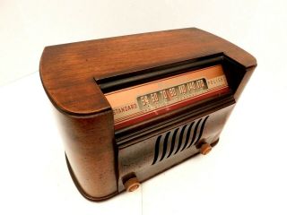 VINTAGE 1940s OLD BENDIX ART DECO MID CENTURY MODERN ANTIQUE WOOD TUBE RADIO 6