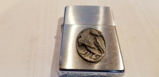 Zippo Cigarette Lighter 2000 Pewter Bald Eagle Very Little With Flint