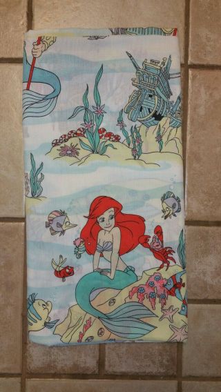 Vtg Disney Little Mermaid Movie Princess Ariel Twin Flat Sheet Craft Fabric 3659