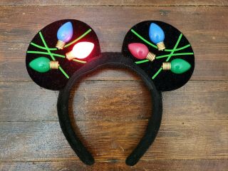 Disney Parks Holiday Christmas Bulb Light Up Mickey Mouse Ears Headband