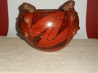 Antique 19thc Maricopa Frog Effigy Pot With Repair Authentic 5 1/2 " X 6 "