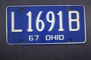 1967 Vintage Ohio License Plate L - 1691 - B