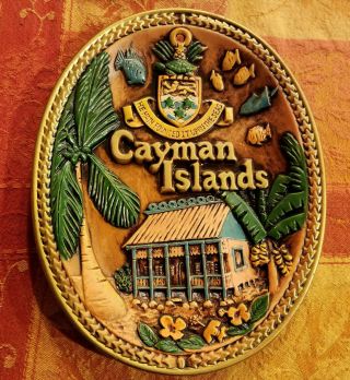 Vintage Cayman Islands Souvenir Hanging Wall Plaque