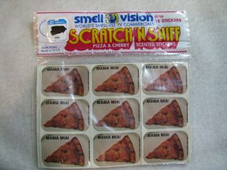 1983 Dieners 18 Scratch Sniff Stickers Mama Mia Pizza,  Life Bowl Cherries