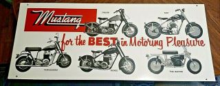 Mustang For The Best In Motoring Pleasure 15 X 36 " Poster Board Sign Pony Bronco
