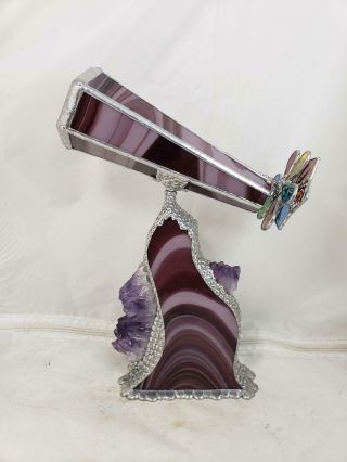 Stained Glass Kaleidoscope With Amethyst Crystal
