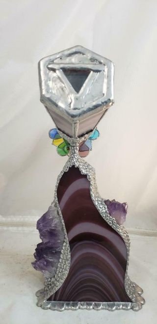 Stained glass kaleidoscope with amethyst crystal 5