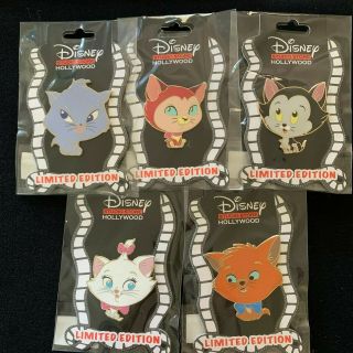 Disney Pin Dsf Big Head Kitties Cat Set Of 5 Dinah Nose Error Yzma Marie Figaro