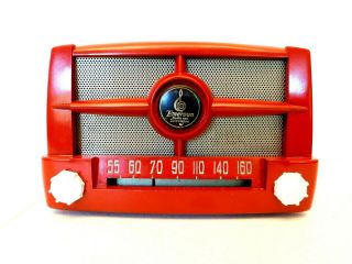1940s Vintage Old Restored Emerson Art Deco Antique Machine Age Plastic Radio