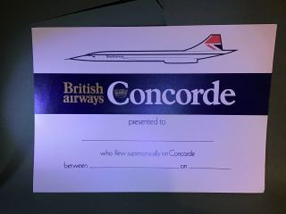 Concorde British Airways 70/80’s Flight Certificate
