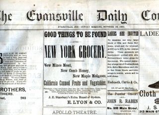 Newspaper Buffalo Bill Cody Show Ad Sioux Pawnee Chiefs Evansville IN 1881 4
