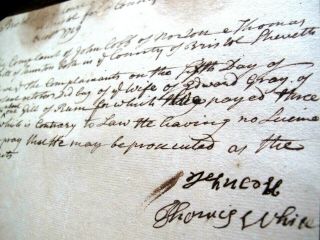 1719 Wife Sells Illegal Rum Colonial American Handwritten Manuscript Bristol Ma