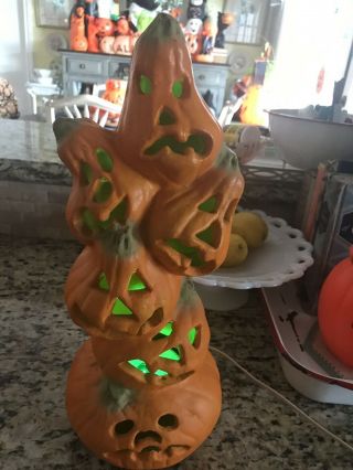 Rare Gemmy 1998 Totem Blow Mold Jack O Lantern Halloween Pumpkin Decor
