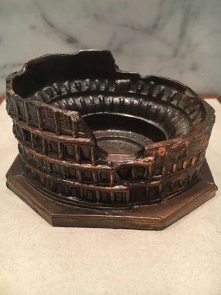 Vintage Scale Model Metal Miniature Colosseum Rome Souvenir Figurine Paper Wgt